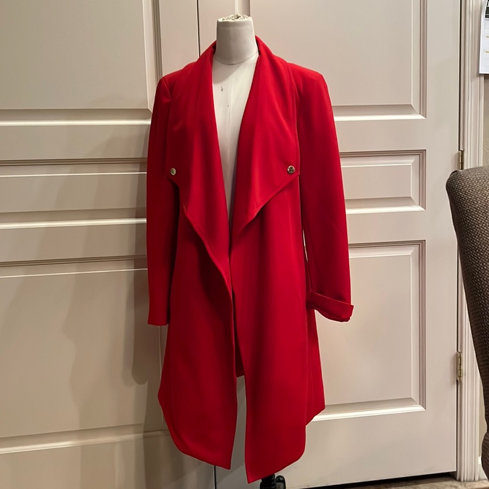 Anne Klein RED Mid Length Blazer SZ Medium